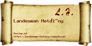 Landesman Hetény névjegykártya